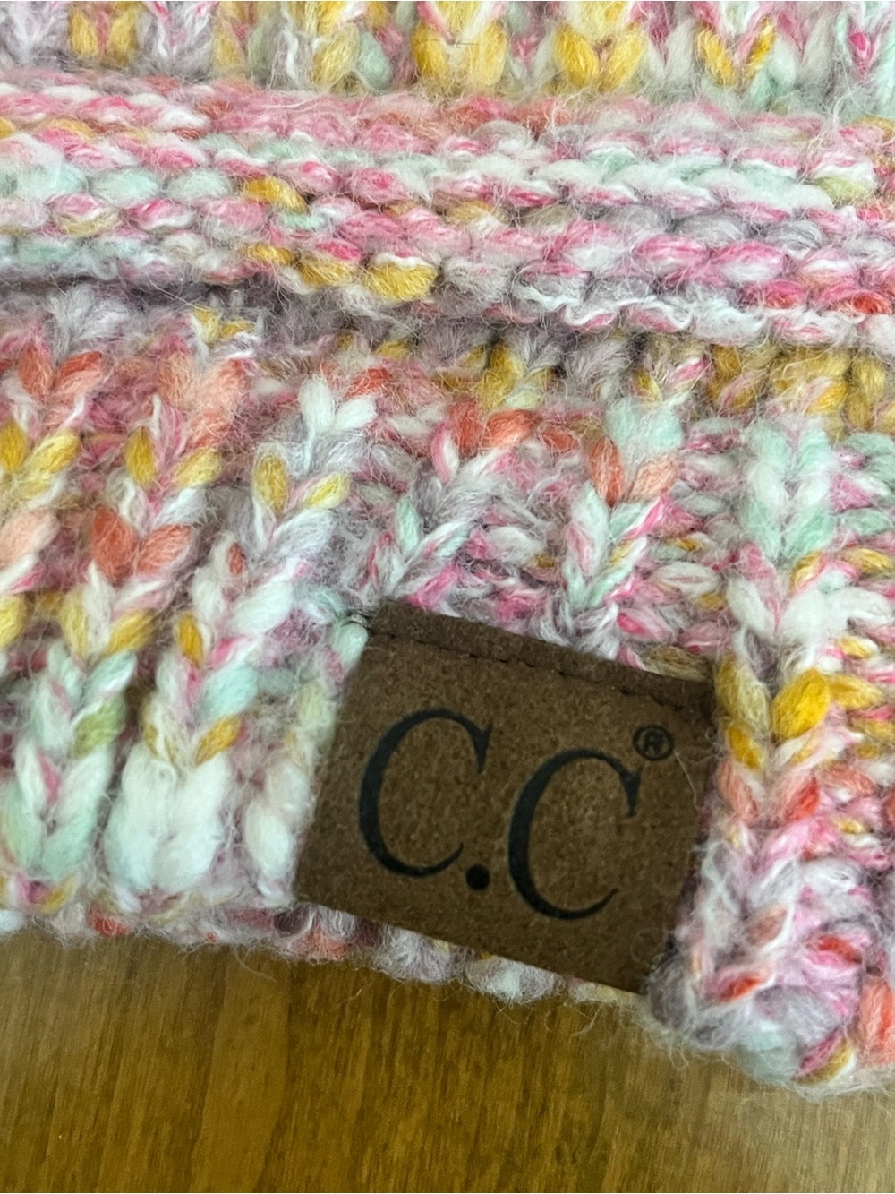 CC Boutique Pastel Multicolor Knit Beanie - Pink, Yellow, Mint - Picture 3 of 4